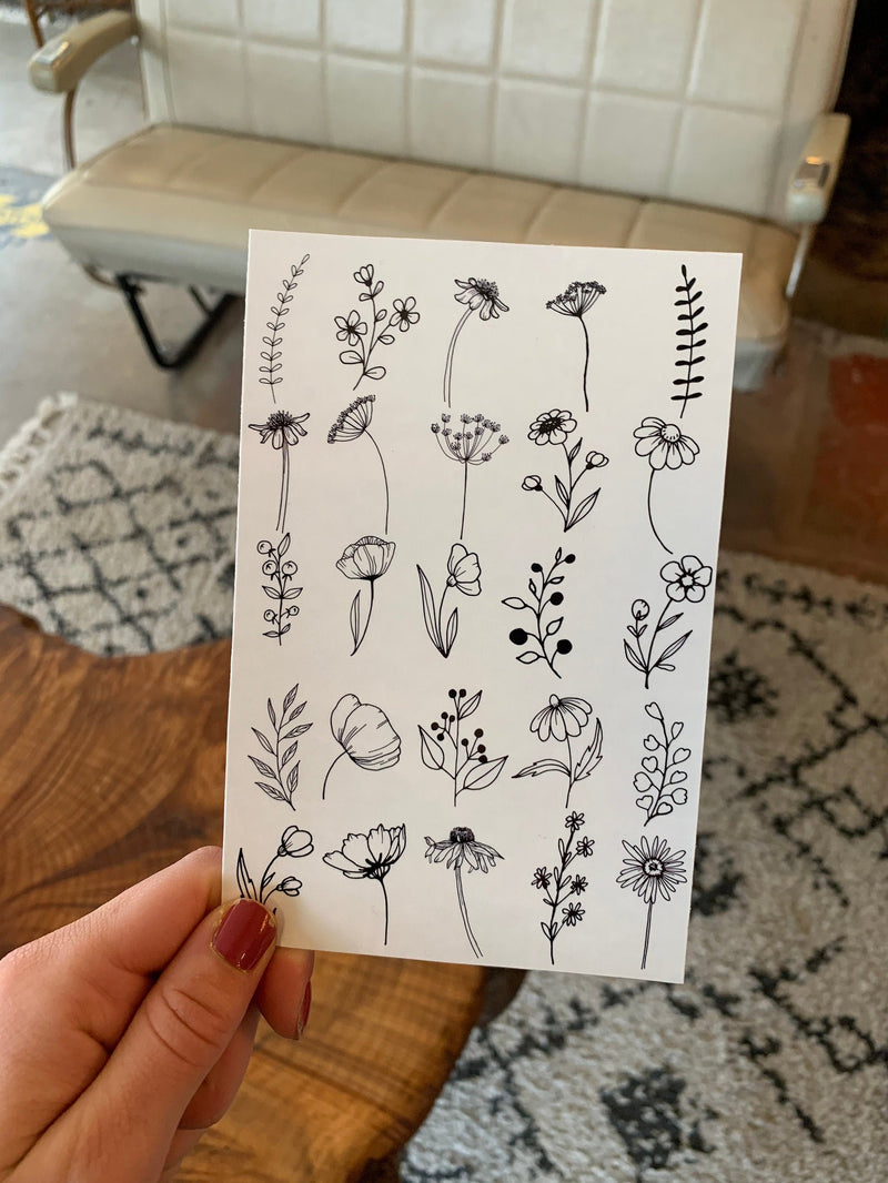 Minimalist Floral Temporary Tattoos