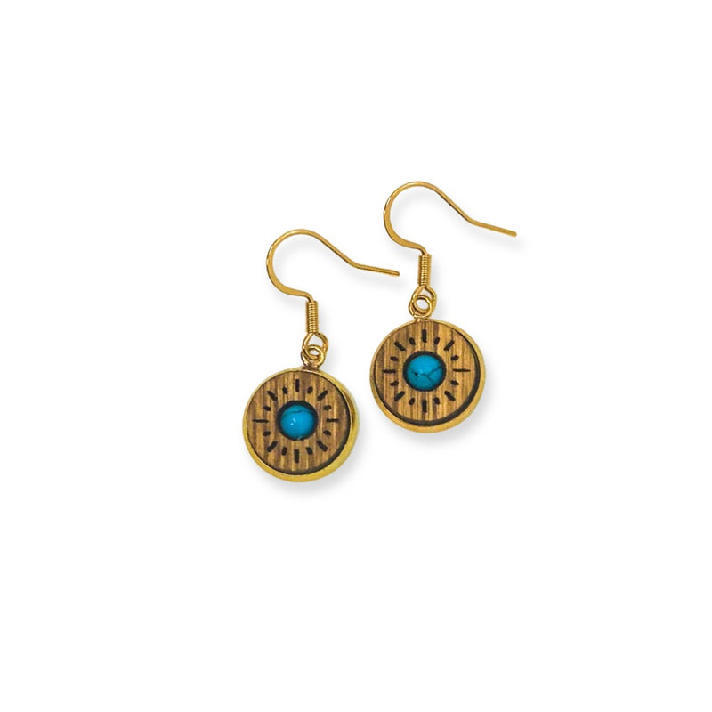Gemstone Wood Earrings | GEM DANGLES