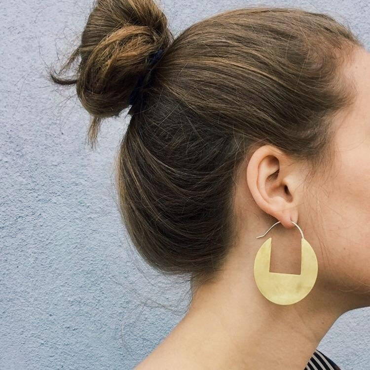 Big Geometric Earrings with Rectangular Cutout