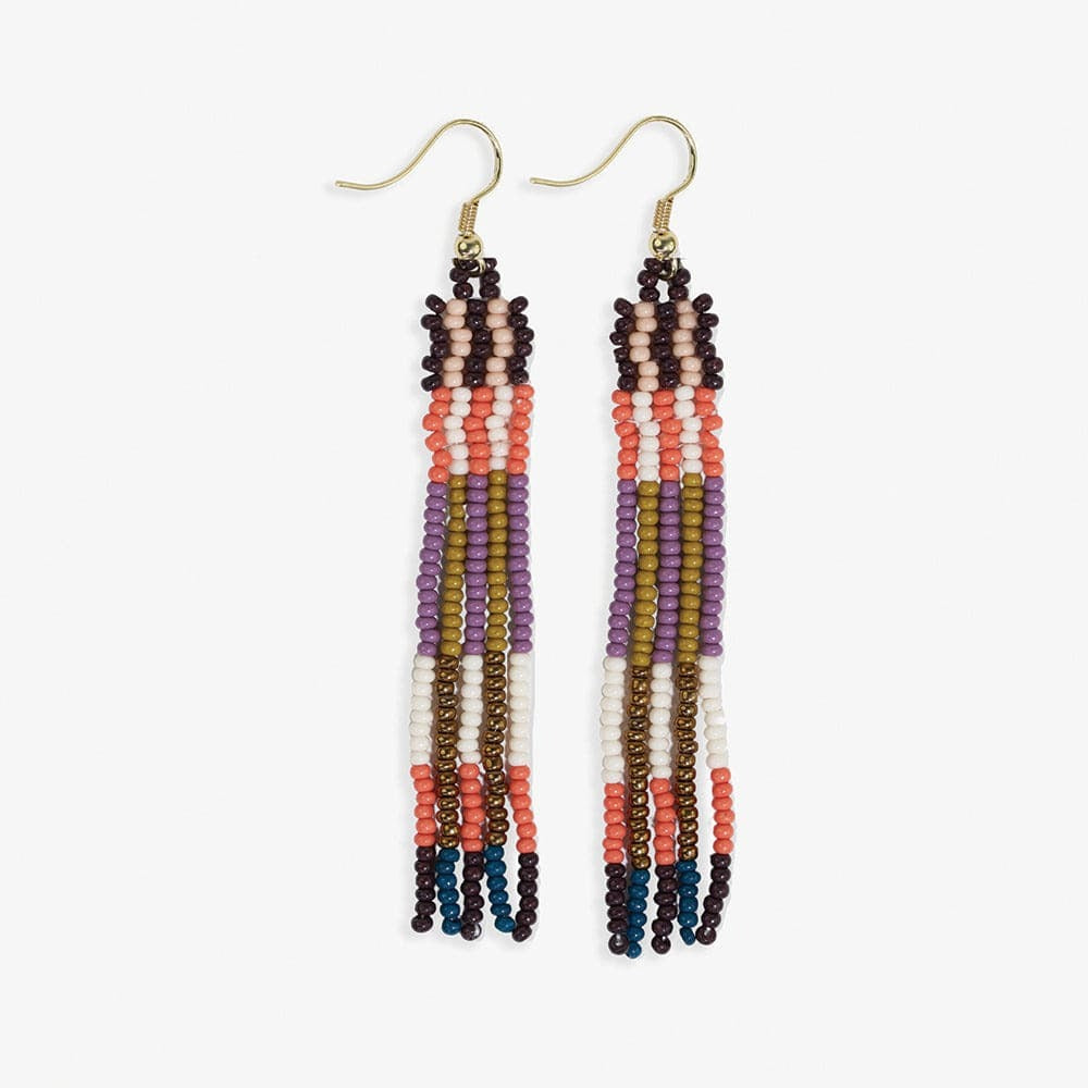 Narrow Beaded Fringe Earrings