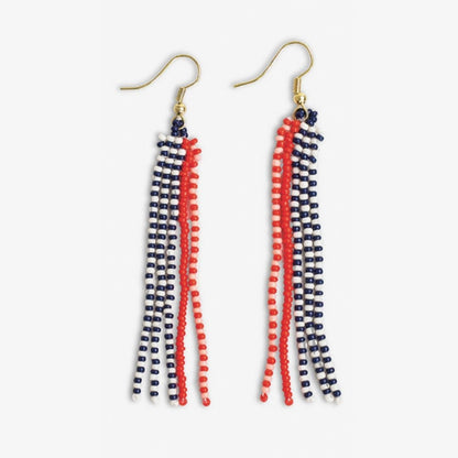 Narrow Beaded Fringe Earrings