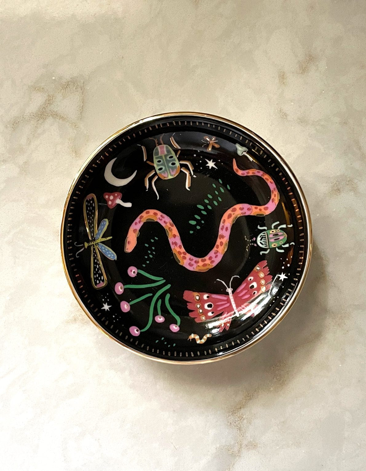 Midnight Garden Ceramic Trinket Dish