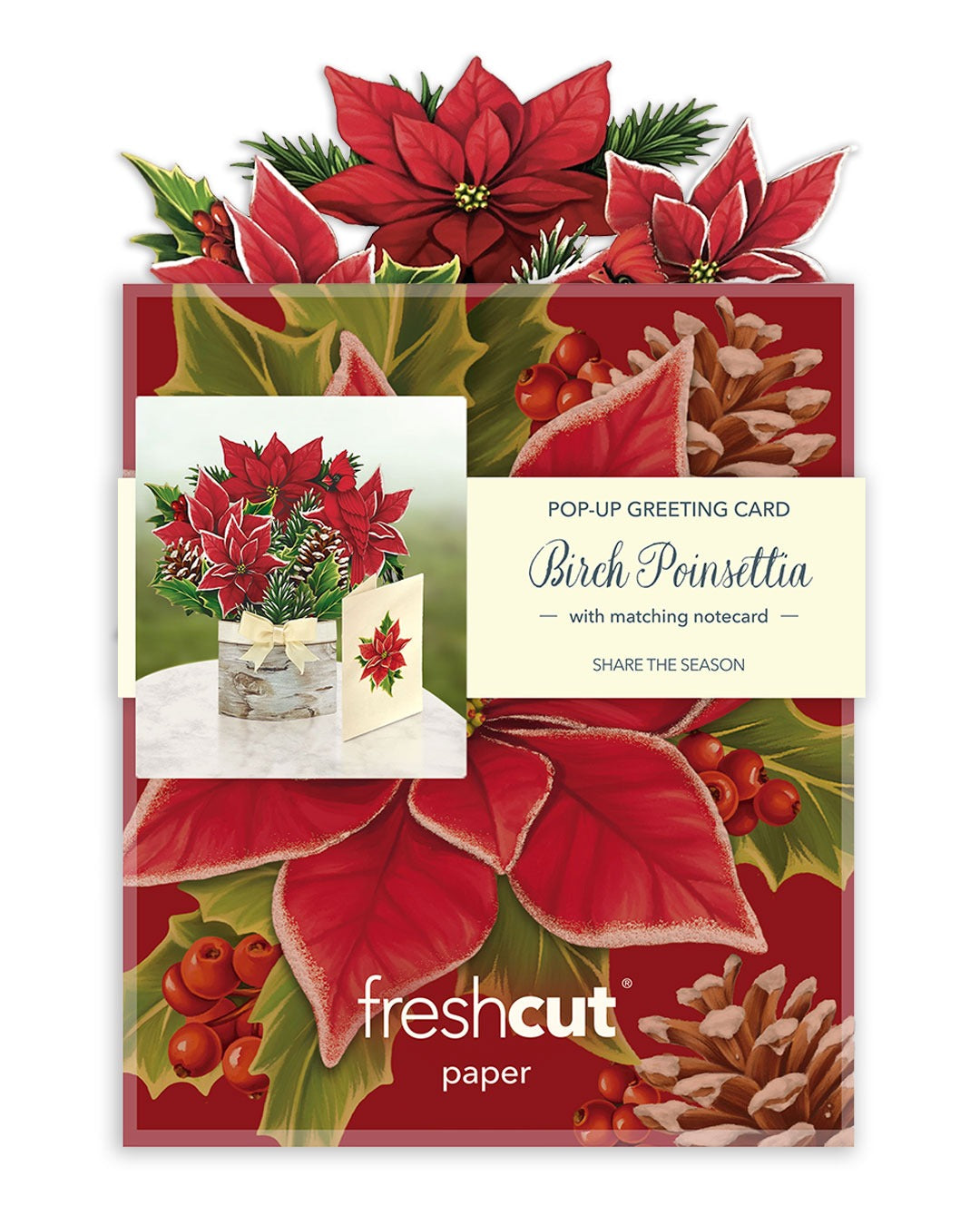 Birch Poinsettia Mini Pop-Up Card