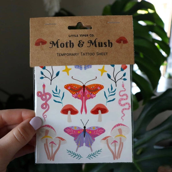 Moth and Mush Temporary Tattoos