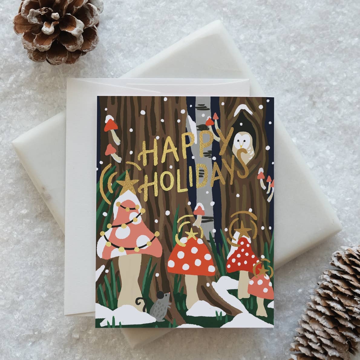 Mushroom Forest Holiday Card