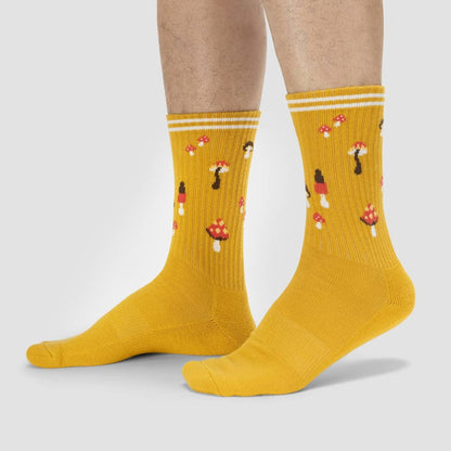 Mushroom Ribbed Crew Socks