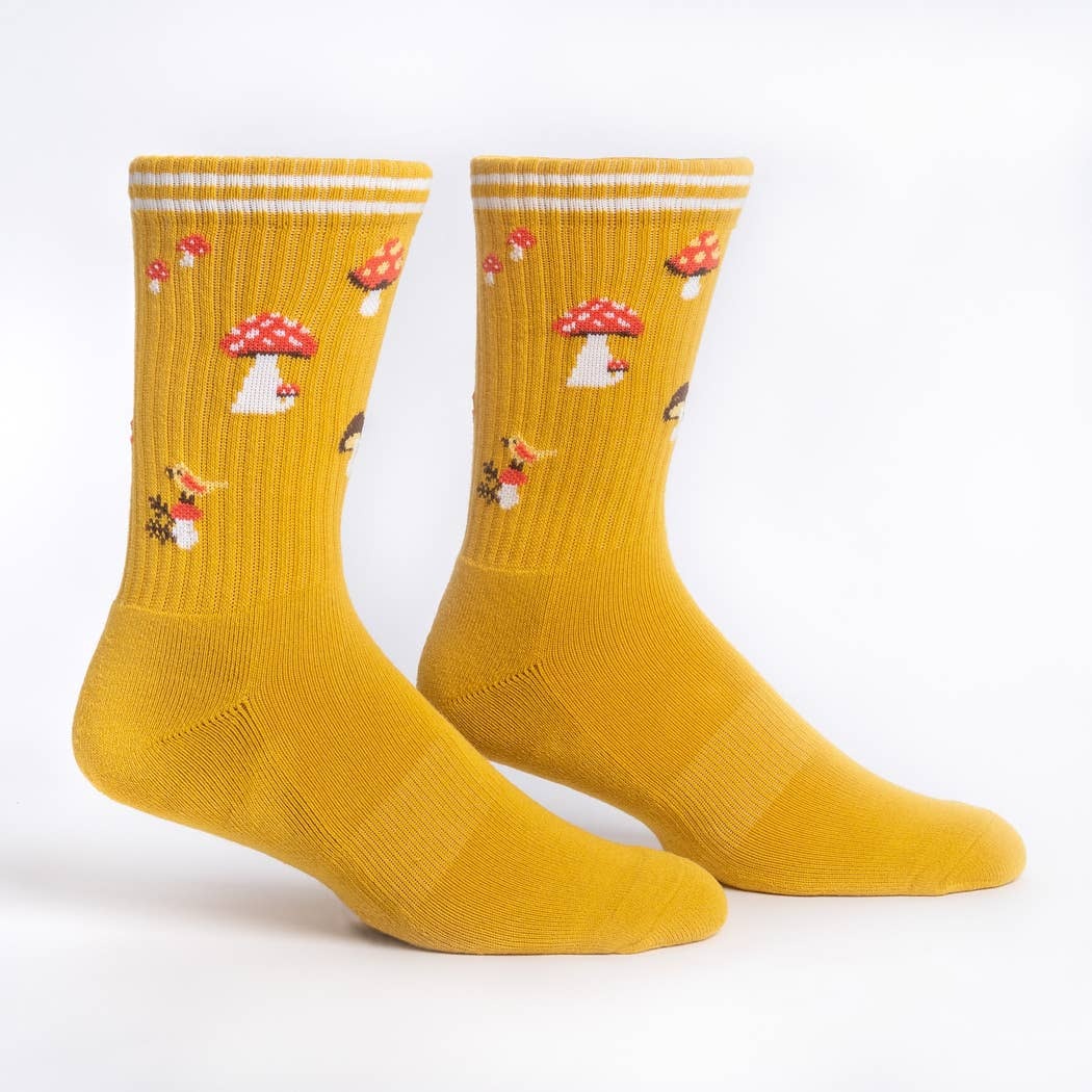 Mushroom Ribbed Crew Socks