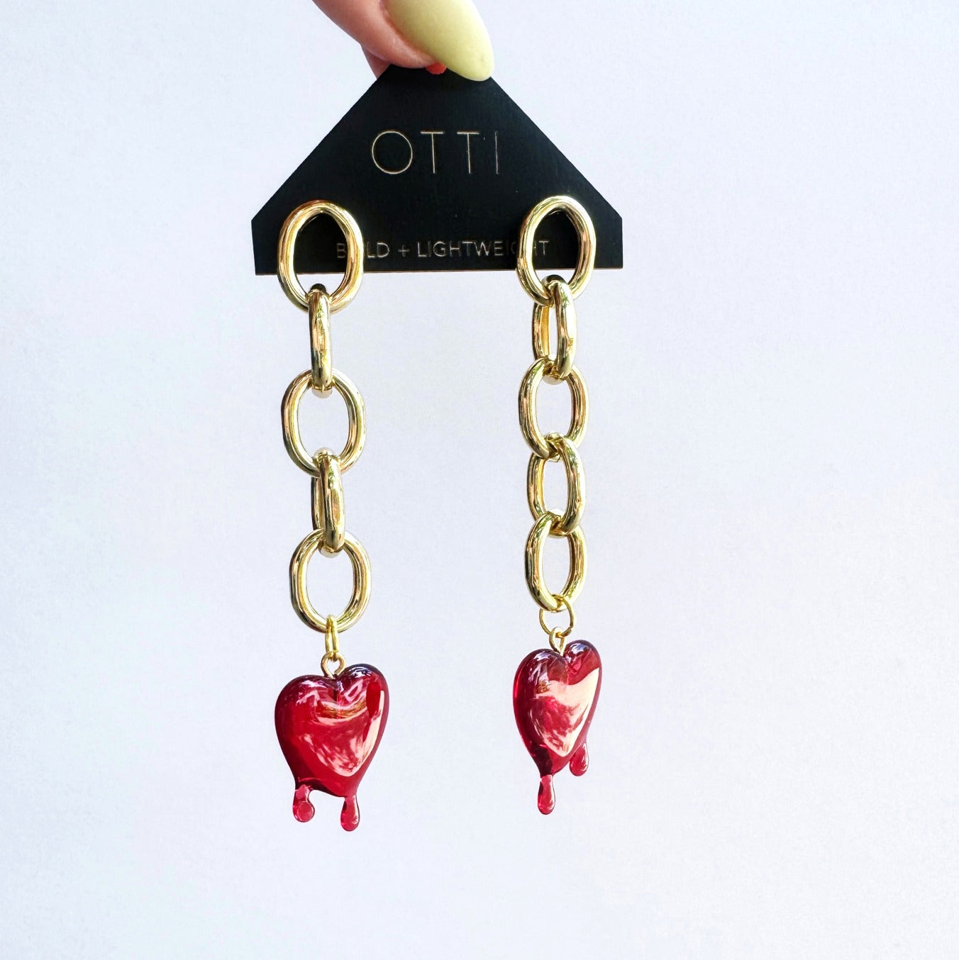 Dripping Heart Swing Chain Earrings