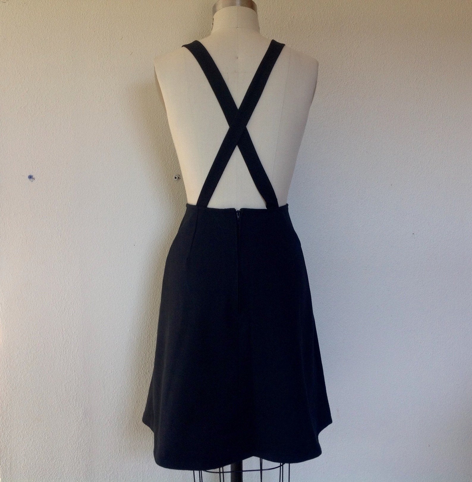 Overall Dress in Black Stretch Denim