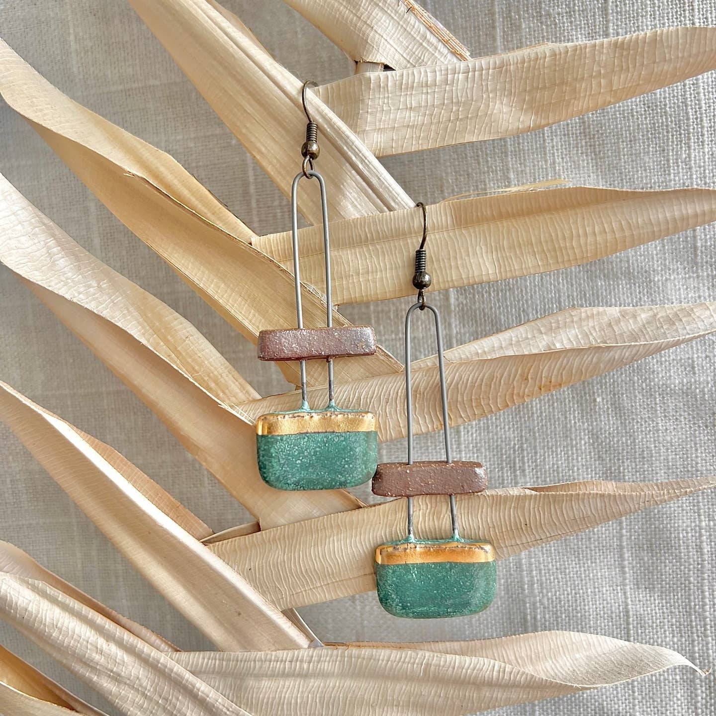 Patina and Clay Ceramic Earrings