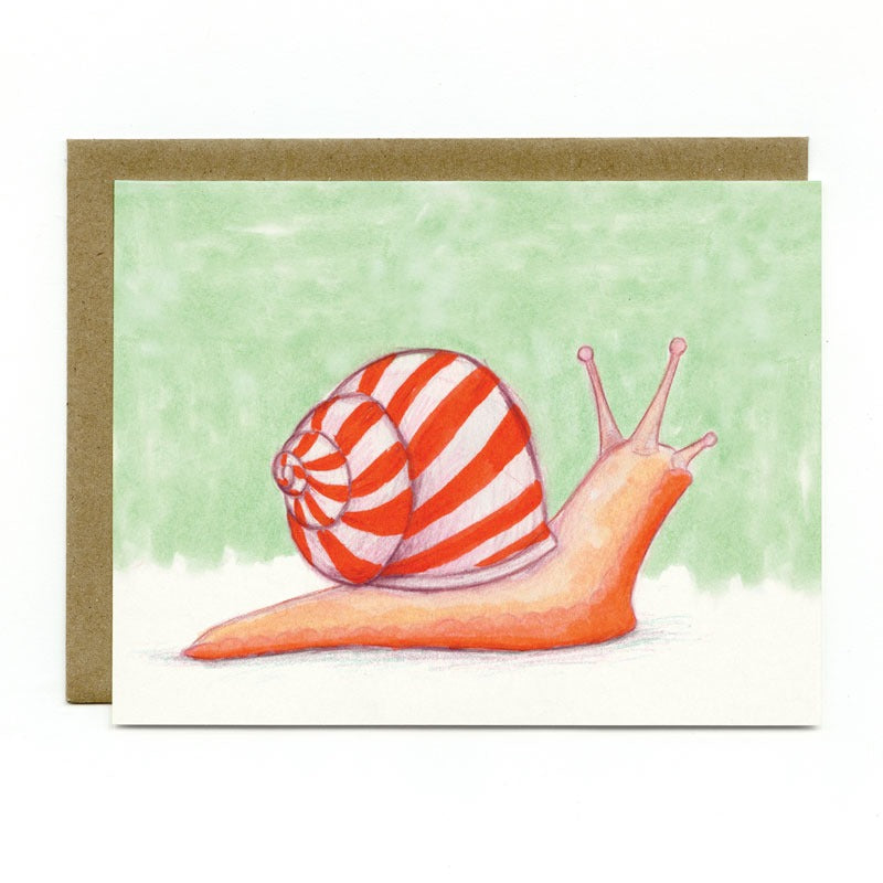 Peppermint Snail Holiday Card - Set of 5