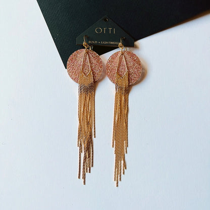 18K Gold Shimmy Shakin' Fringe Earrings- Pink Pearl