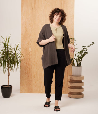 Novak Cardigan in Charcoal Organic Cotton