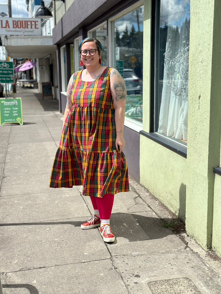 Cloud Dress in Tropical Plaid