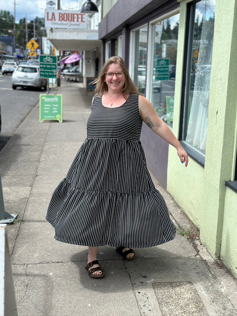 Cloud Dress in Black & White Stripes - Only L left!