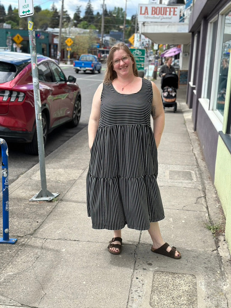 Cloud Dress in Black & White Stripes - Only L left!