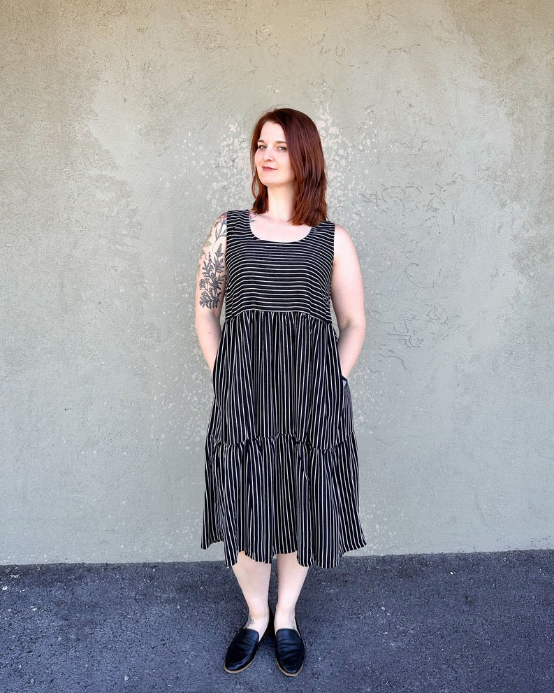 Cloud Dress in Black & White Stripes - Only L left!