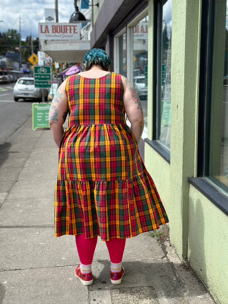 Cloud Dress in Tropical Plaid