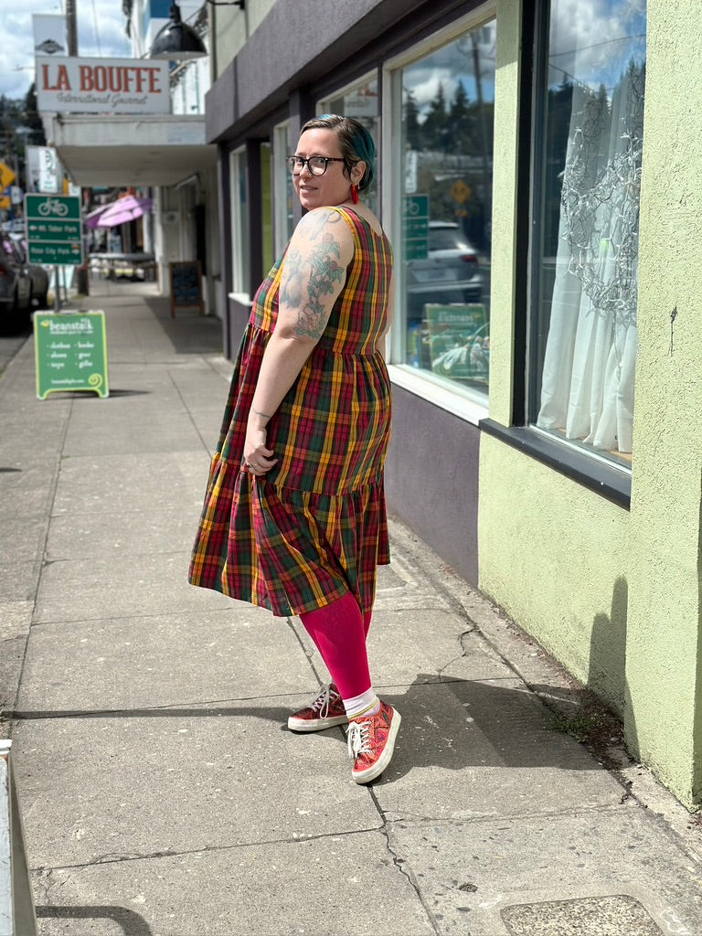 Cloud Dress in Tropical Plaid