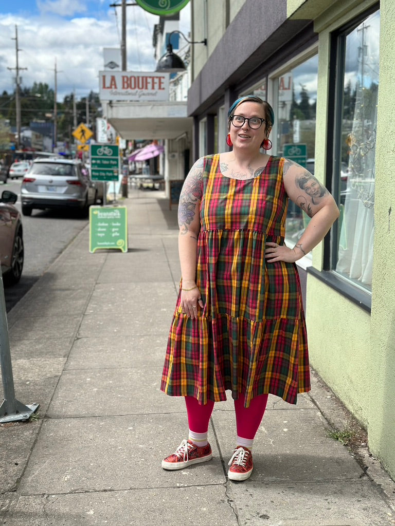 Cloud Dress in Tropical Plaid