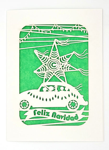 Feliz Navidad VW Paper-cut Card