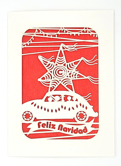 Feliz Navidad VW Paper-cut Card