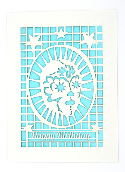 Happy Birthday Luchador Paper-cut Card