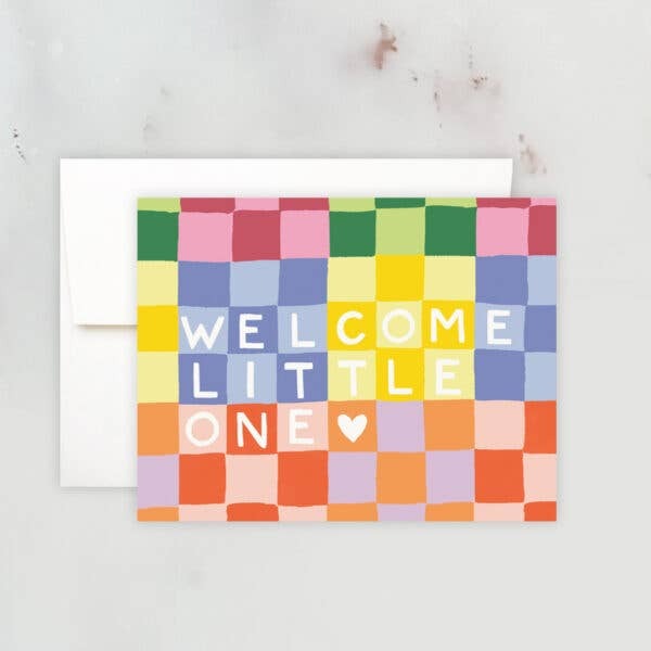 Rainbow Checks Baby Card