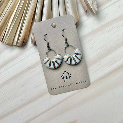 White and Gold Ceramic Earrings