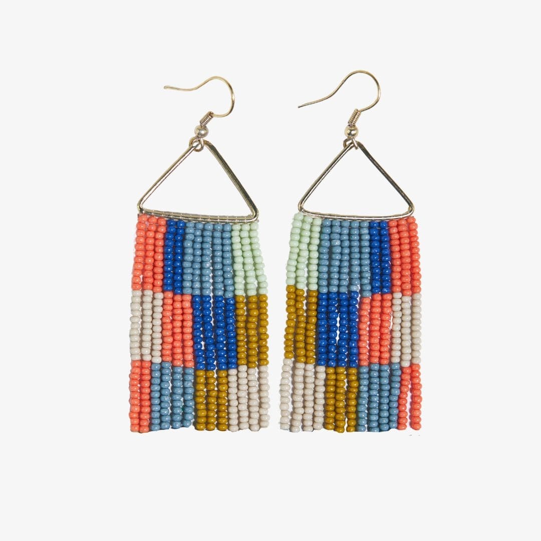 Beaded Fringe on Triangle Earring