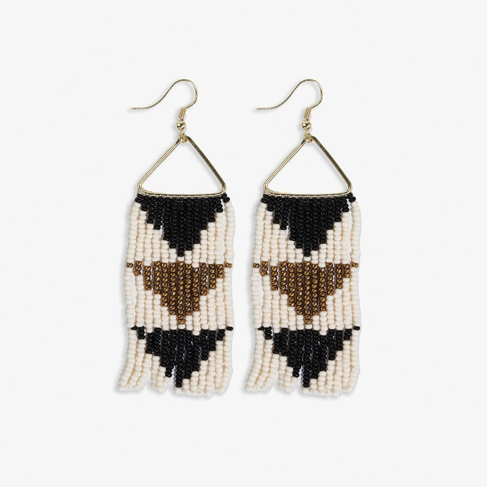 Beaded Fringe on Triangle Earring