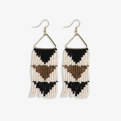 Beaded Fringe on Triangle Earring