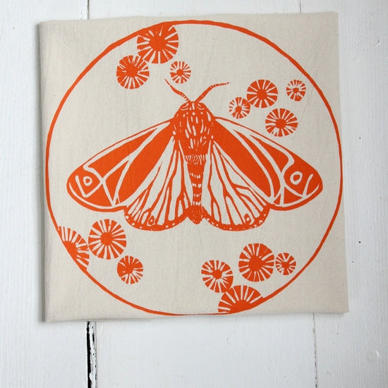 Moth Tea Towel in Orange