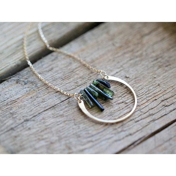 Tourmaline Variagated Bar Necklace