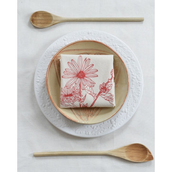 Set of 4 Organic Cloth Napkins with Calendula Print