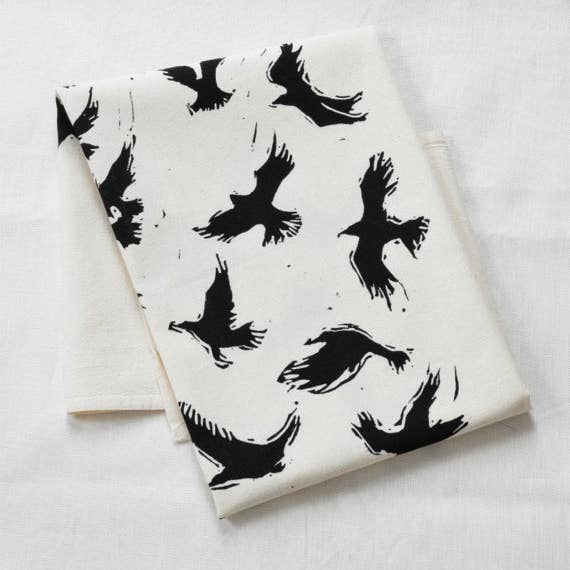 Crows Gather Tea Towel