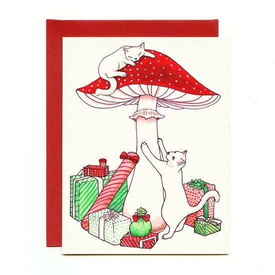 Mushroom Cat Holiday Card