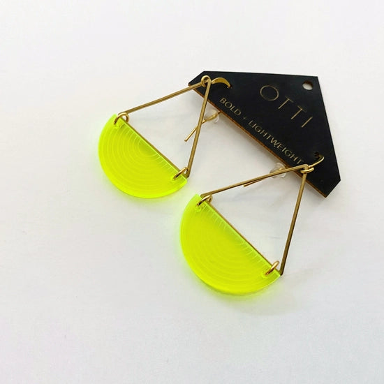 Half-Moon Earrings: Fluorescent Lime Green