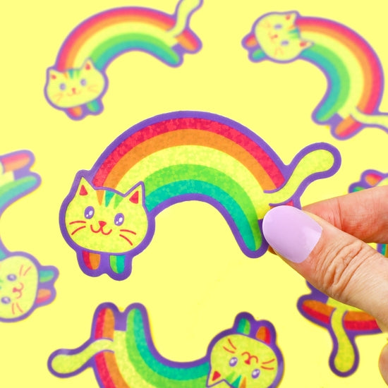 Glitter! Rainbow Cat Vinyl Sticker