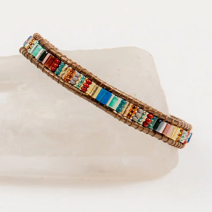 Handmade Bracelet Miyuke Bead & Leather