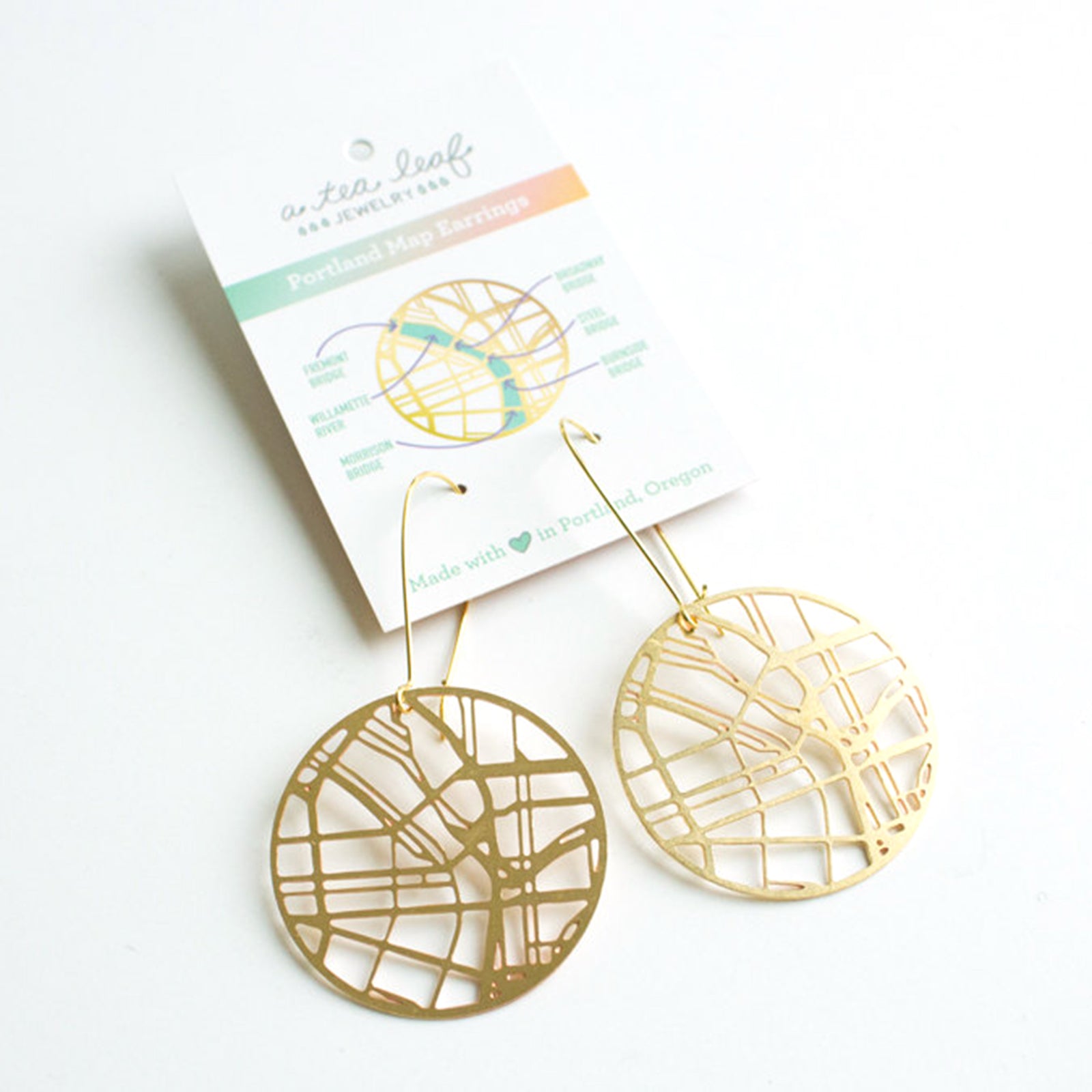 Portland PDX Map Earrings by A Tea Leaf Jewelry