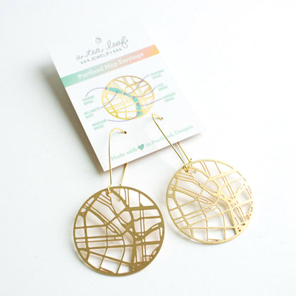 Portland PDX Map Earrings by A Tea Leaf Jewelry