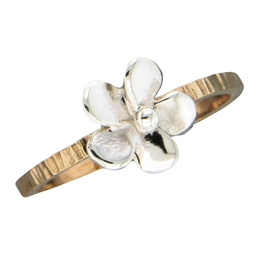 Silver Flower Gold Band Ring