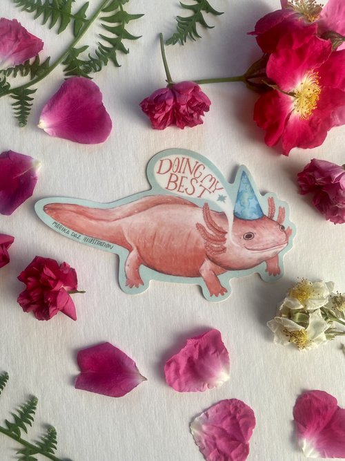 "Doing My Best" Axolotl Sticker