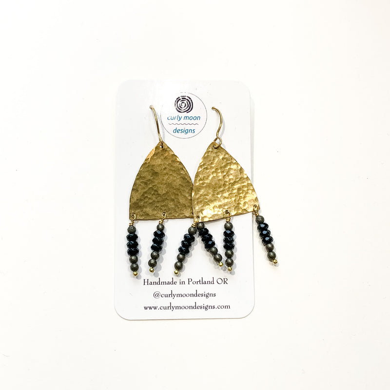 Hammered Brass and beaded Pyramid Earrings