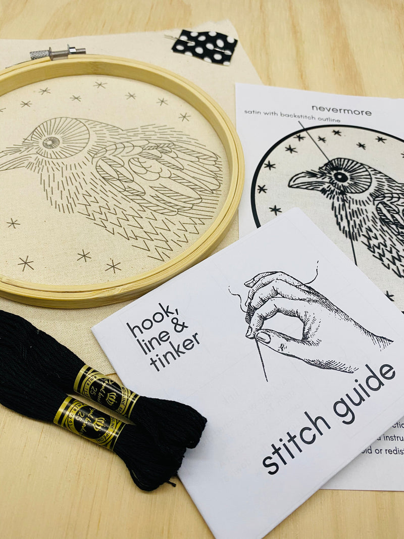 "Nevermore" Raven Embroidery Kit