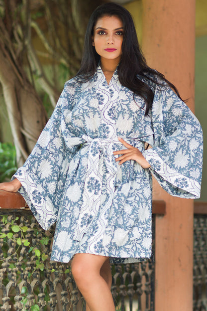 Short Cotton Robe in Prints