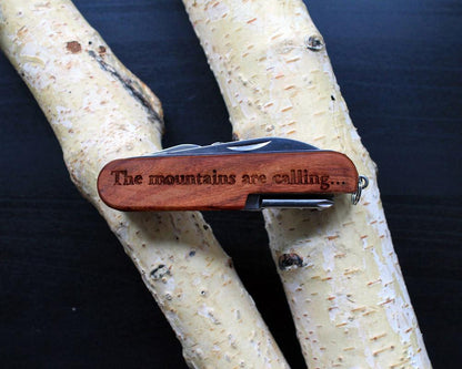 Laser Etched Pocket Knife - Mountaineer