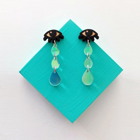 Crying Eyes Earrings in Iridescent