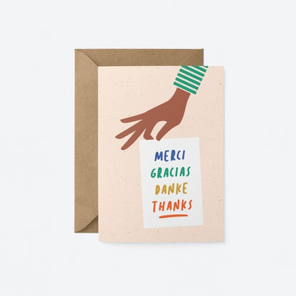 Merci, Gracias, Danke, Thanks Card